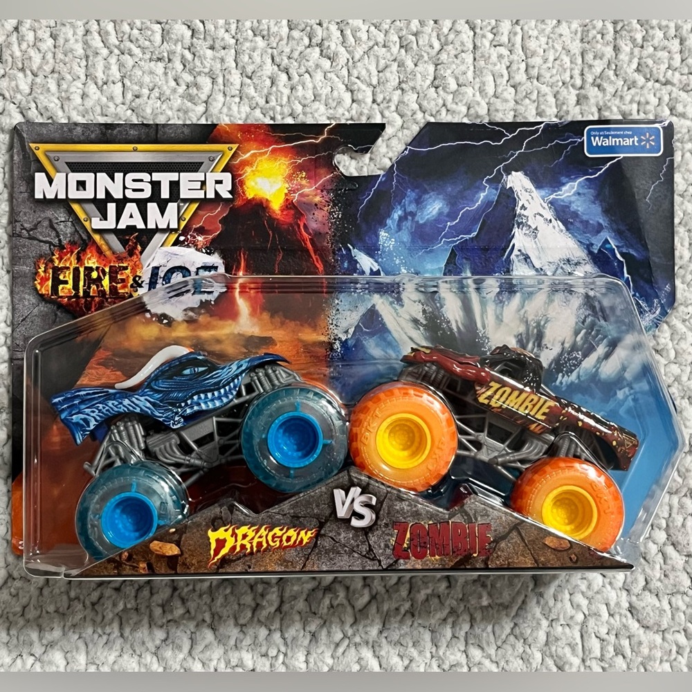 Monster Jam Fire & Ice Dragon vs Zombie 2-Pack Monster Trucks